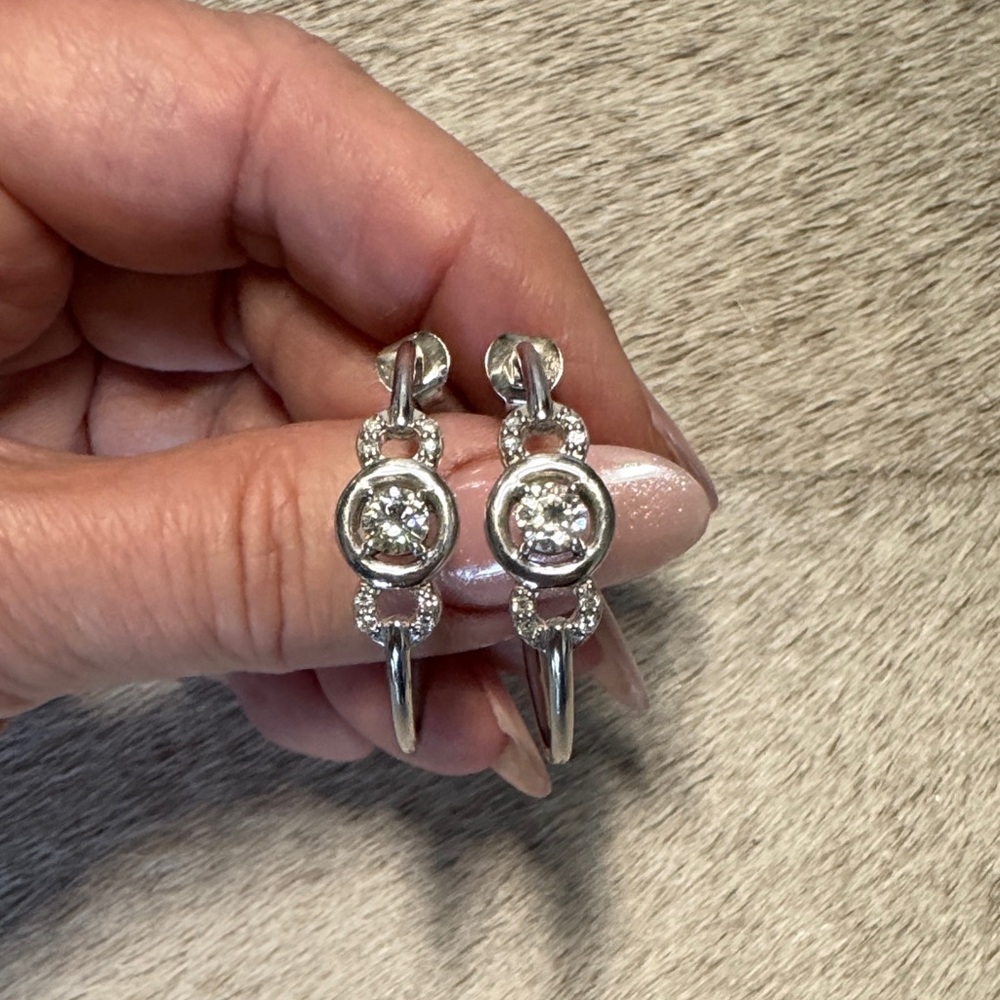 Stunning Silver Rhodium Plated Lab Created Drop Earrings